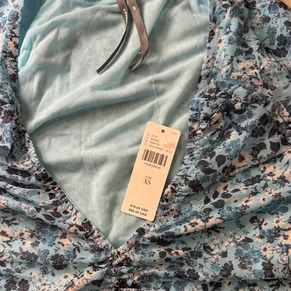 Anthropologie Blue Floral V-Neck Blouse - Picture 6 of 6